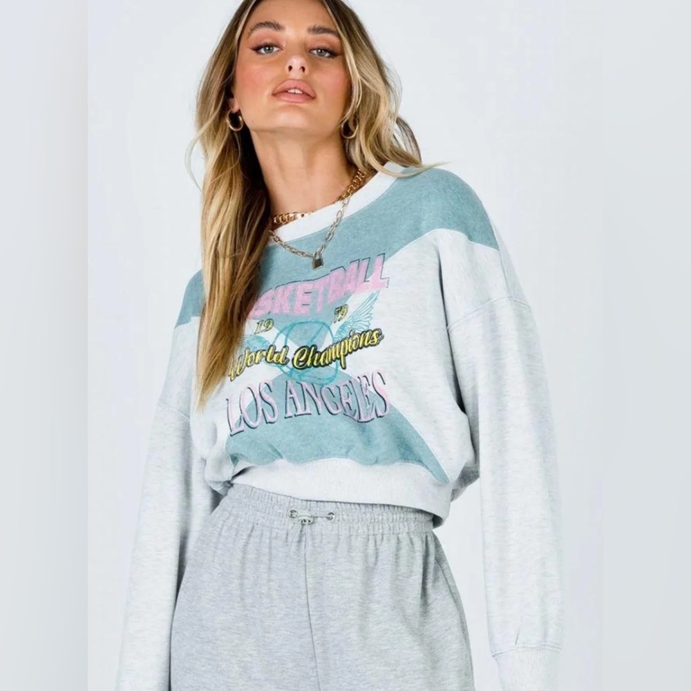 Princess Polly Big Leagues Cropped Crewneck Sweatshirt